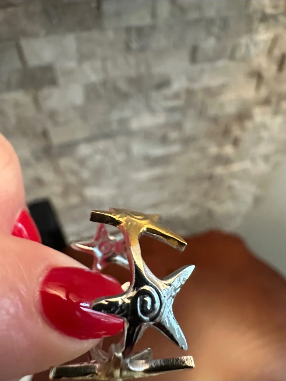 Fashion Jewelry Two-Tone Starfish Open Cuff Ring - Gold & Silver
